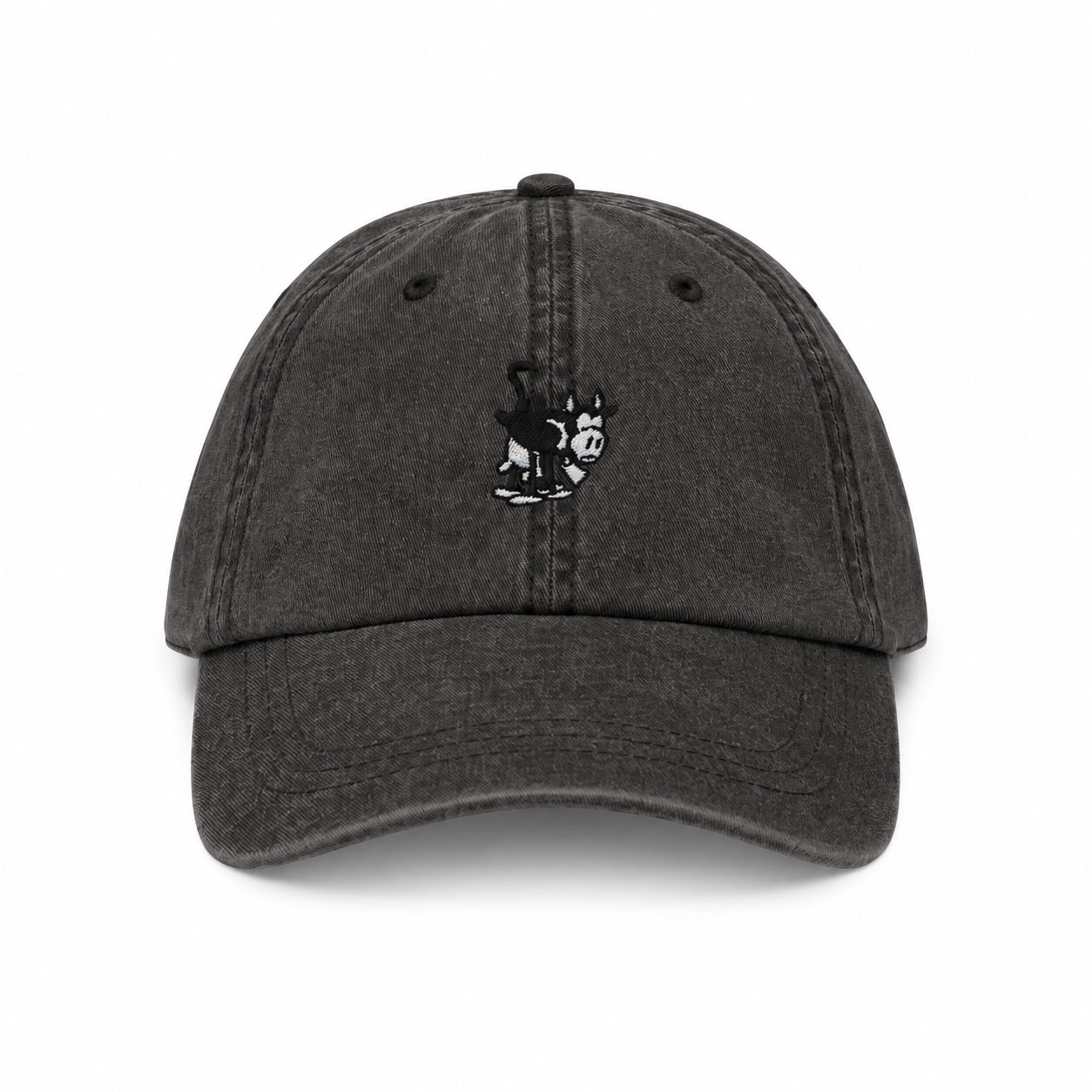 Unstructured Black Wash OG Cow Baseball Cap