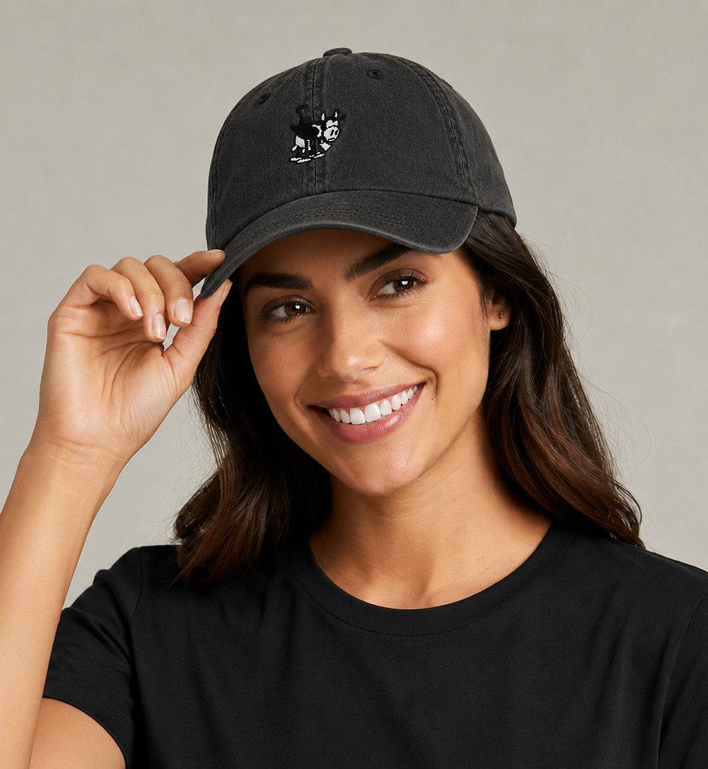 Unstructured Black Wash OG Cow Baseball Cap